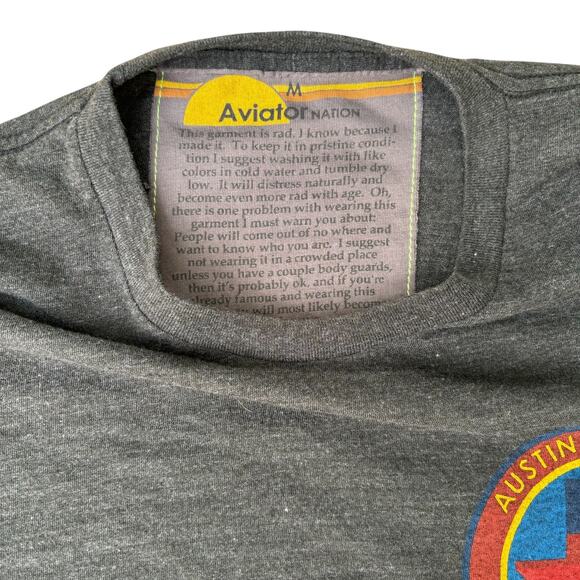 Aviator Nation Austin City Limits Music Festival Tee 2016 Size M Grey - Picture 3 of 6